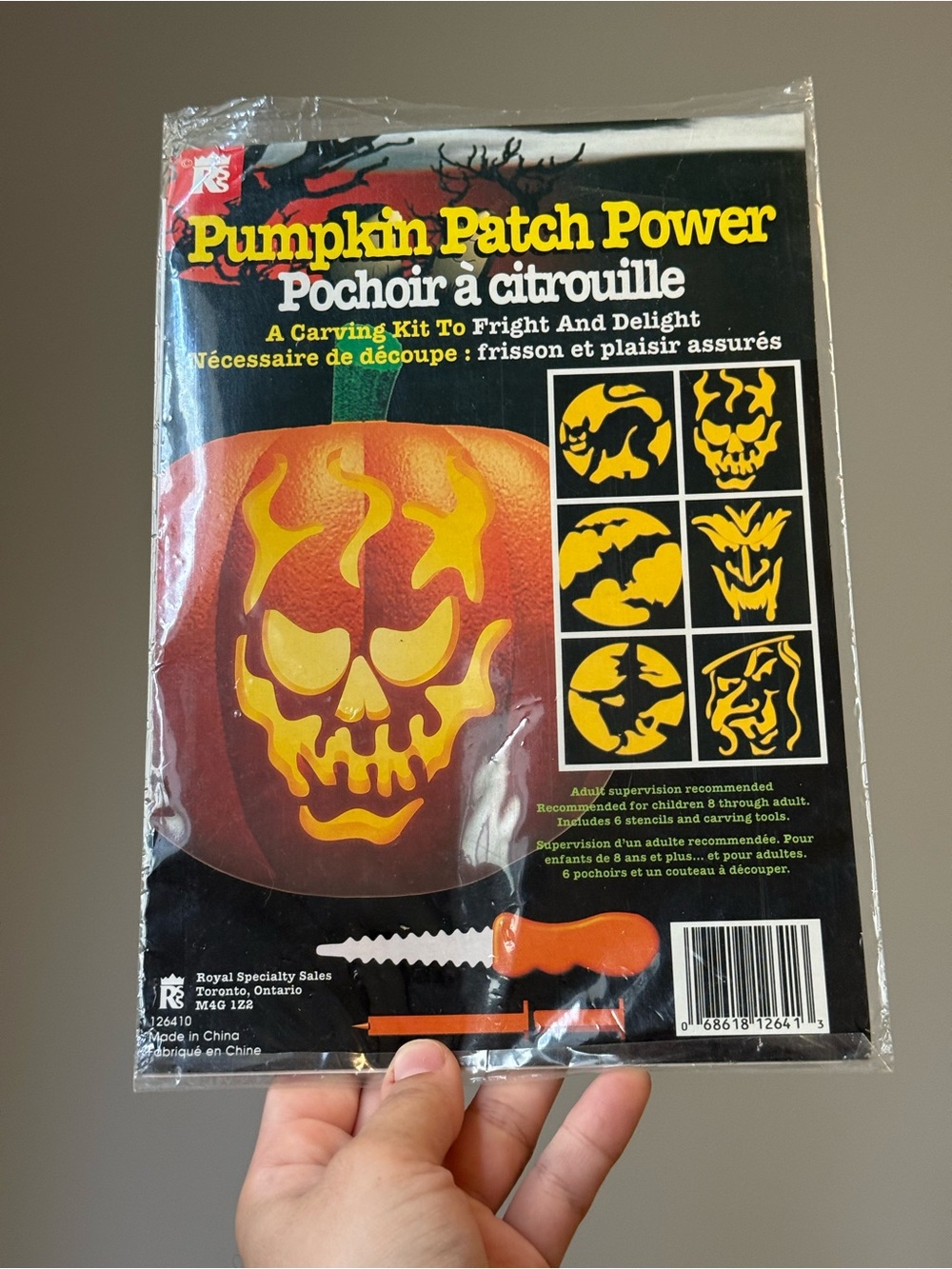 Set of 6 Paper Vintage Pumpkin Patch Power Halloween Carving Cut Out Designs
